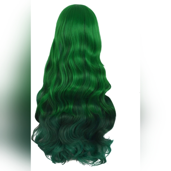 New long layered 28" Mermaid emerald green synthetic wavy wig - Picture 3 of 4